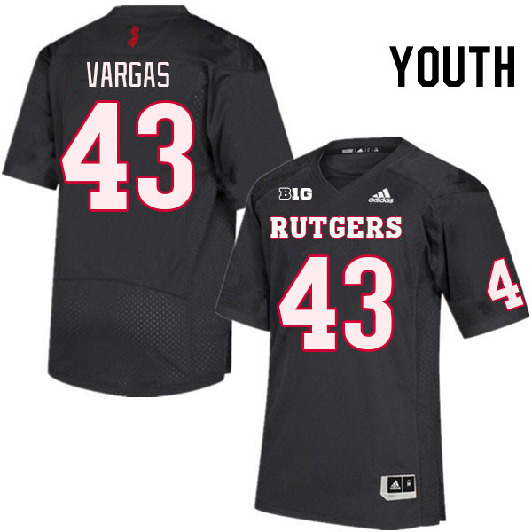 Youth #43 Andrew Vargas Rutgers Scarlet Knights College Football Jerseys Stitched Sale-Black